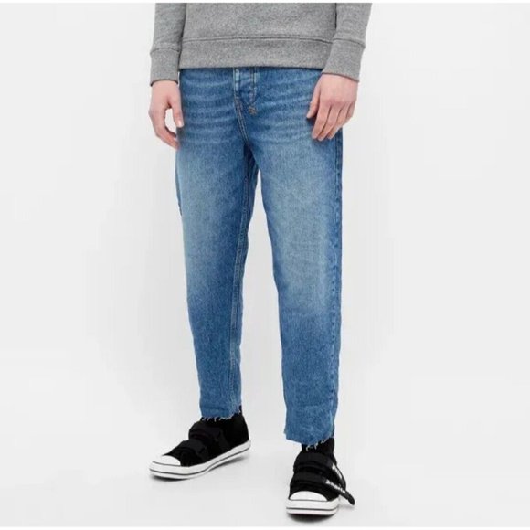 Ksubi Bullet Cropped Blazed Jeans Blue Frayed Relaxed Men's Size 29